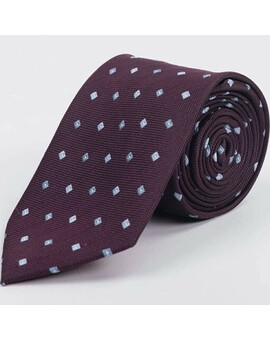 Прокат бордового галстука с голубым узором для мужского костюма, изображение 1
