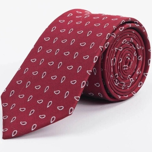 Аренда галстука бордового цвета с белым узором для мужского костюма