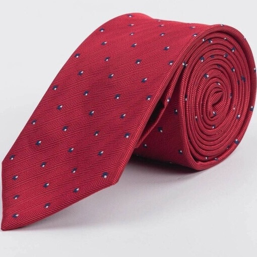 Прокат галстука бардового цвета с редким разноцветным узором для мужского костюма