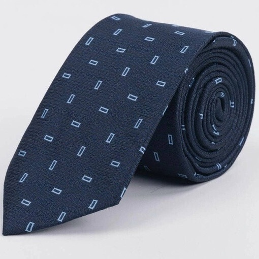 Прокат галстука темно-синего цвета с прямоугольным узором для мужских костюмов
