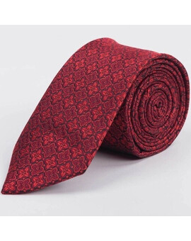 Прокат галстука красного цвета с чередующимся узором для мужских костюмов, изображение 1