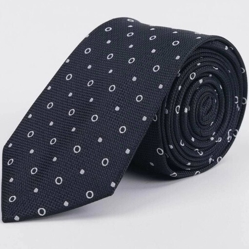 Черный фактурный галстук напрокат с белым узором для мужского костюма