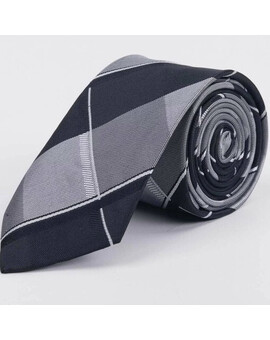 Серый галстук напрокат в черную крупную клетку для мужских костюмов, изображение 1