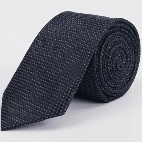 Черный галстук напрокат с мелким белым точечным узором для мужских костюмов