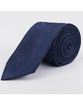 Галстук напрокат с фактурой синего цвета и мелким круглым узором для мужских костюмов, изображение 1