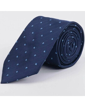 Галстук напрокат синего цвета в фактурную полоску и двухцветным квадратным узором для мужского костю, изображение 1