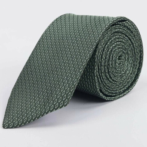 Галстук напрокат желтого оттенка с мелким ромбовидным узором для мужских костюмов