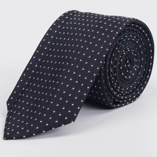 Черный галстук в аренду с кросно-белым узором для мужского костюма