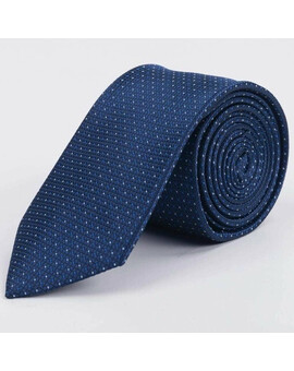 Галстук напрокат синего цвета с двухцветным точечным узором для мужских костюмов, изображение 1
