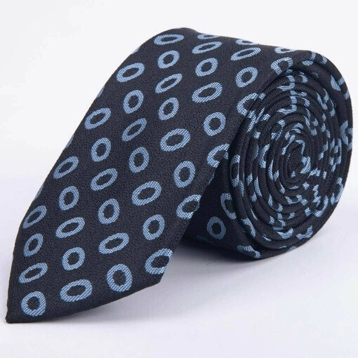 Черный галстук в аренду с крупным кольцевым узором для мужского костюма