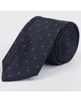 Черный галстук в аренду с фактурными полосками и квадратным красно-белым узором для мужского костюма, изображение 1