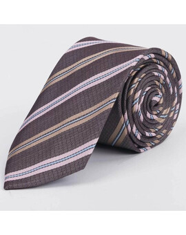 Коричневый галстук в двухцветную полоску в аренду для мужских костюмов, изображение 1