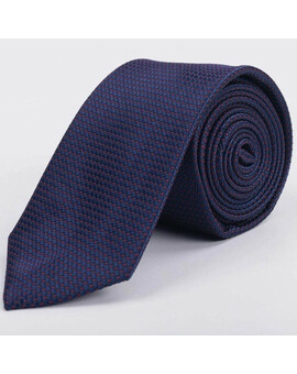 Аренда темно-синего галстука с упорядоченным точечным узором красного цвета для мужских костюмов, изображение 1