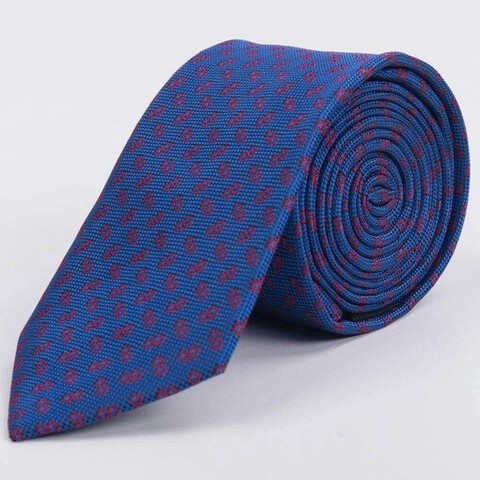 Аренда синего галстука с красным структурированным узором для мужского костюма