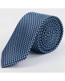 Аренда голубого галстука с мелким шахматным узором для мужских костюмов, изображение 1