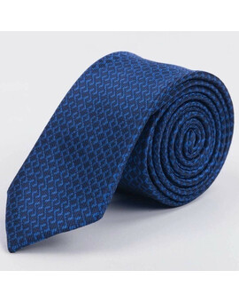 Аренда синего галстука с ярким непересекающимся узором для мужских костюмов, изображение 1