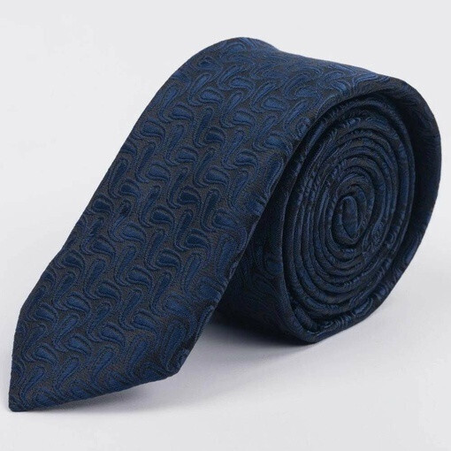Аренда синего фактурного галстука с элементам черного цвета для мужских костюмов