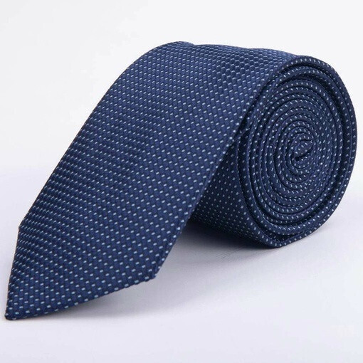 Аренда синего фактурного галстука с белым упорядоченным точечным узором для мужских костюмов