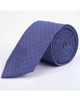 Аренда голубого галстука с красным ромбовидным узором для мужских костюмов, изображение 1