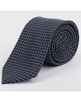 Арендовать черный галстук с белыми непересекающимися узорами для мужского костюма, изображение 1