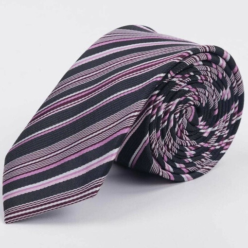 Аренда розового галстука в разноцветную мульти полоску для мужских костюмов