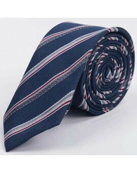 Аренда синего галстука в разноцветную полосу для мужских костюмов, изображение 1