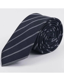 Прокат черного галстука в белую двойную полосу для мужского костюма, изображение 1