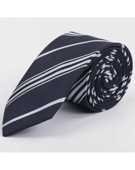 Прокат черного галстука в белую полосу мульти для мужского костюма, изображение 1