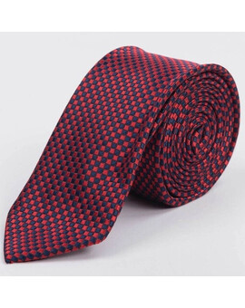 Прокат бордового галстука с мелким шахматным узором для мужского костюма, изображение 1