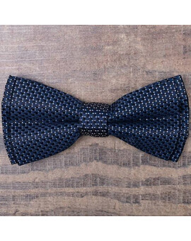 Темно-синяя бабочка в аренду с белым узором для мужских костюмов, изображение 1