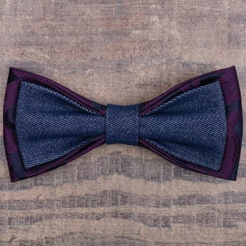 Аренда джинсовой бабочки с крупным бордовым узором для мужских костюмов