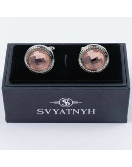 Аренда запонок круглой формы с оранжевыми вставками для мужских костюмов, изображение 1