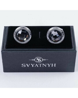 Аренда запонок круглой формы с черными вставками для мужских костюмов, изображение 1