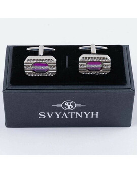 Арендовать запонки с пурпурно-розовой вставкой для мужских костюмов, изображение 1