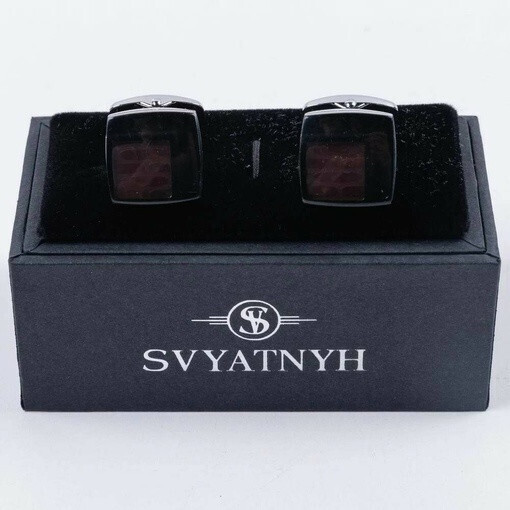 Аренда запонок с вставкой черного цвета для мужских костюмов