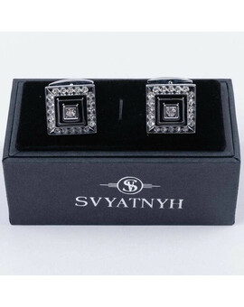 Прокат запонок с украшениями и черными вставками для мужских костюмов, изображение 1