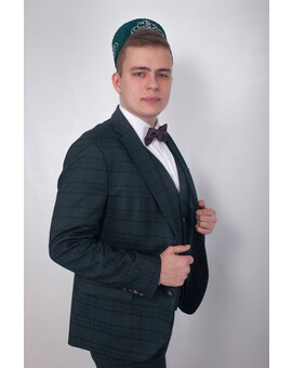 Мужской клетчатый костюм зелёного цвета в аренду, изображение 2