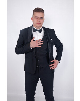 Классический черный мужской костюм - смокинг, изображение 3