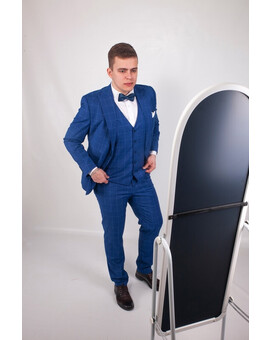 Мужской клетчатый костюм светло-синего цвета в аренду, изображение 4